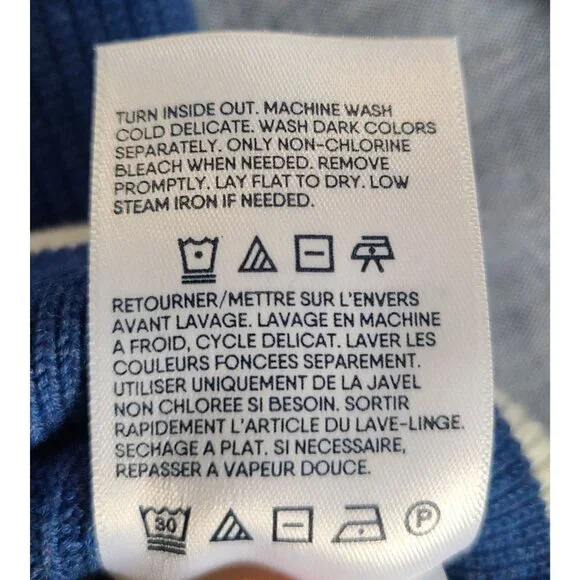 Land's End Women's Cardigan Size 1X Sweater Blue Button-Front Cotton Pockets - Picture 8 of 10